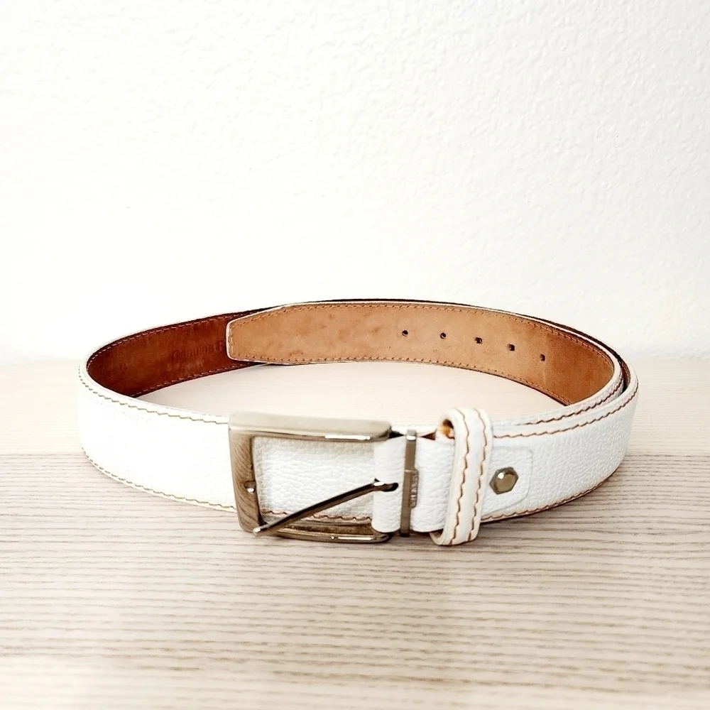 Roger Ximenez White French Calf Leather Belt